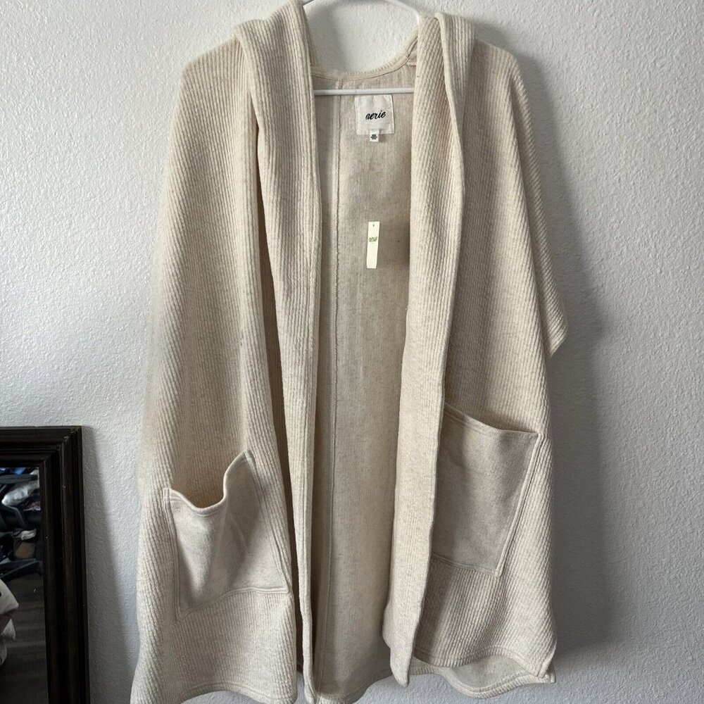 NWT Aerie Oversized Ribbed Cardigan in Cream Size Medium Hoodie